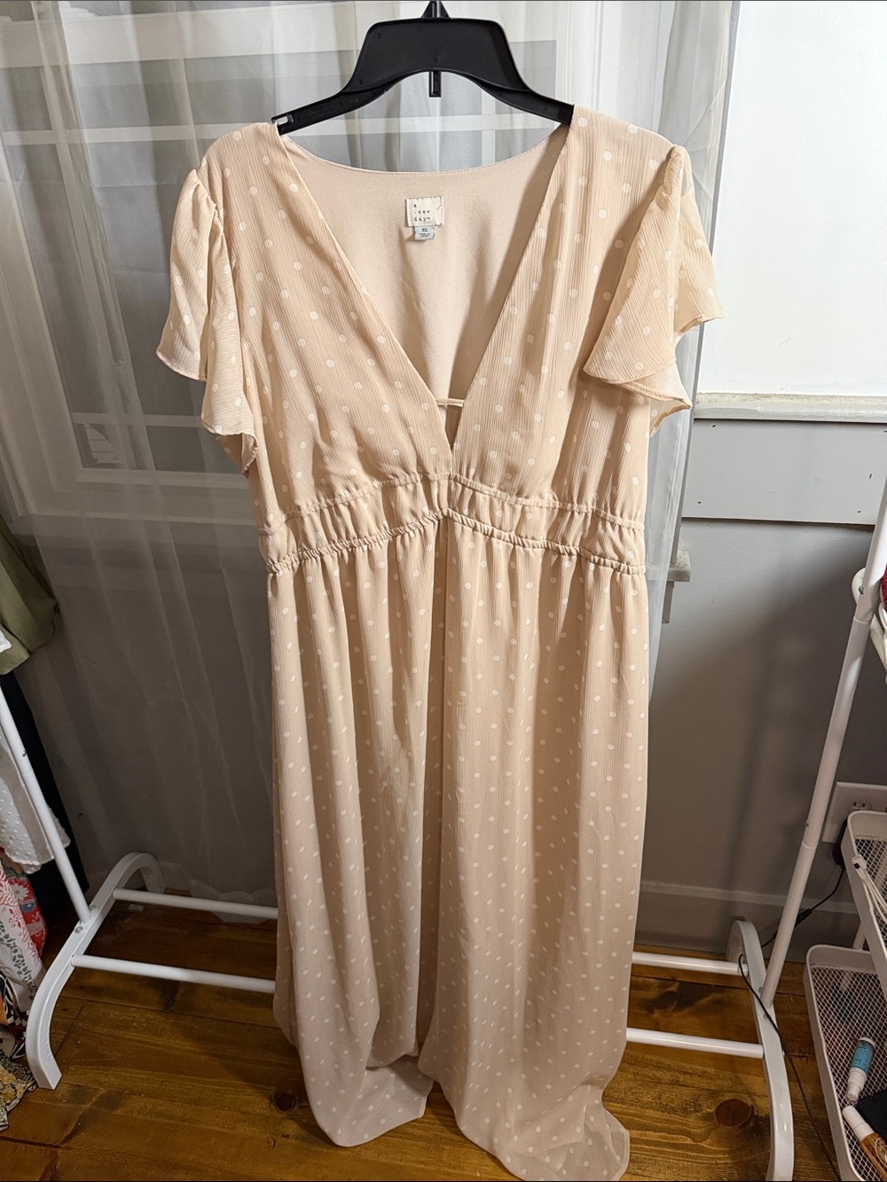 a new day Cream Polka Dot V-Neck Maxi Dress